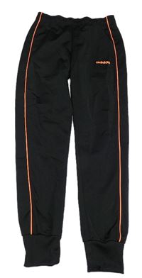 Černo-oranžové sportovní tepláky s logem Adidas
