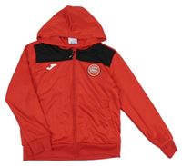 Červeno-černá sportovní propínací mikina s nášivkou a kapucí zn. JOMA 