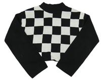 Černo-bílý kostkovaný crop svetr H&M