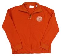 Červená crop mikina s nápisy a límečkem 