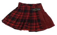 Červeno-černá kostkovaná vlněná sukně Tu
