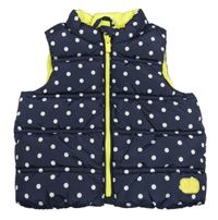 Tmavomodro-bílo-žlutá puntíkatá šusťáková zateplená vesta GAP