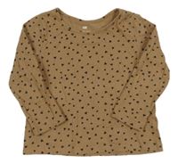Béžovo-černé triko se srdíčky H&M