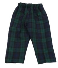 Tmavomodro-tmavozelené kostkované kalhoty 