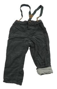 Antracitové podšité manšestráky s kšandami H&M