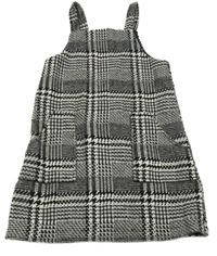 Smetanovo-černé kostkované vlněné laclové šaty F&F