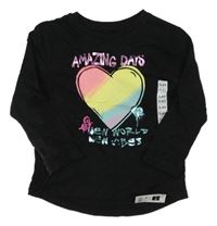 Nové -  Černé triko se srdcem Dunnes