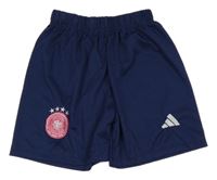 Tmavomodré sportovní kraťasy s potiskem Adidas