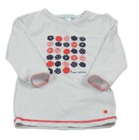 Bílo-růžovo-tmavomodré UV triko s květy Obaibi 