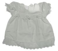 Bílé šaty s volánky s madeirou Shein