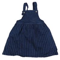 Tmavomodro-bílé pruhované riflové laclové šaty Benetton