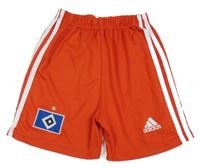 Červeno-bílé sportovní kraťasy s pruhy Adidas