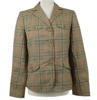 Dámské béžovo-červené kostkované vlněné sako Rosner 