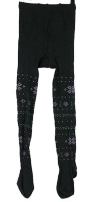 Dámská tmavošedé vzorované punčocháče 