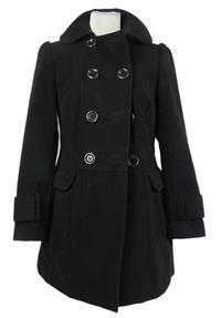 Dámský černý flaušový kabát C&A