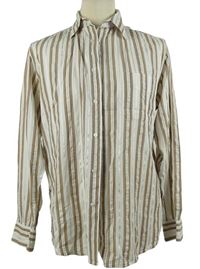 Pánská bílo-hnědá proužkovaná košile Heine