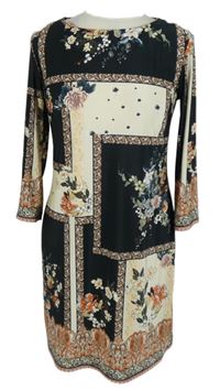 Dámské černo-smetanové vzorované šaty s květy Atmosphere