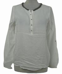 Dámská bílá halenka s korálkovým límečkem Esprit 