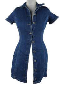 Dámské tmavomodré riflové košilové šaty Zara 