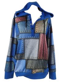 Dámská modro-barevná vzorovaná mikina s kapucí 