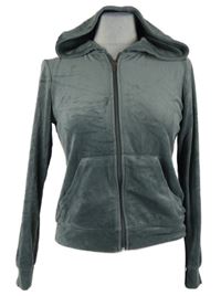 Dámská šedá sametová crop mikina s kapucí Gina Tricot 