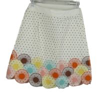 Dámská bílá puntíkovaná sukně s výšivkou Boden 
