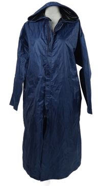 Dámský tmavomodrý šusťákový dlouhý kabát s kapucí Aone