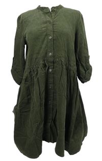 Dámské khaki manšestrové košilové šaty Only 