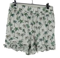 Dámské bílo sukňové kraťasy s palmami a slony TU 