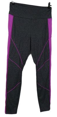 Dámské tmavošedo-fuchsiové sportovní funkční legíny Pour Moi