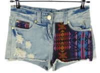 Dámské světlemodro-vzorované riflové kraťasy s prošoupáním Denim 
