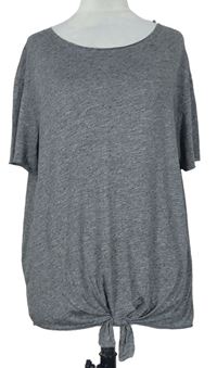 Dámské šedé melírované tričko s uzlem Primark 