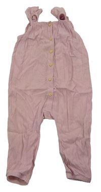 Světlerůžový mušelínový kalhotový overal H&M