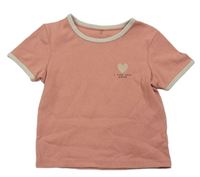 Růžové žebrované crop tričko se srdíčkem George
