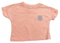 Neonově růžové froté crop tričko s kytičkou Matalan