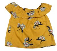 Medový crop top s kytičkami Primark
