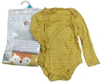3x body hořčicové s flíčky+ hořčicové s liškou+ bílé s flíčky F&F