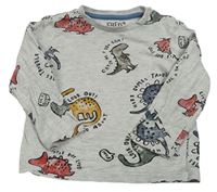 Světlešedé triko s dinosaury F&F