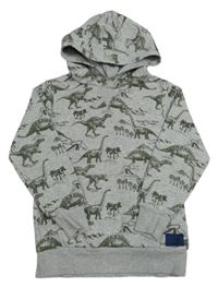 Šedá mikina s dinosaury a kapucí H&M