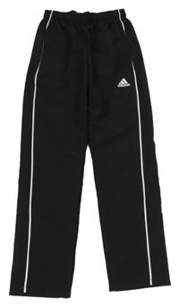 Černé šusťákové podšité kalhoty s logem Adidas