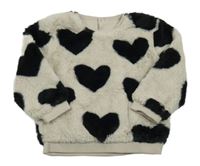 Světlebéžová kožešinová podšitá mikina se srdíčky Nutmeg