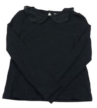 Černé triko s límečkem F&F