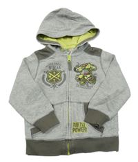 Světlešedá propínací mikina se želvami Ninja a kapucí Nickelodeon 