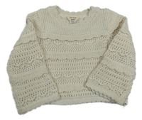 Smetanový třpytivý perforovaný svetr River Island