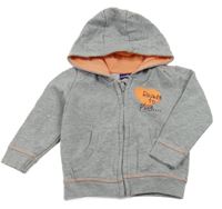 Šedá propínací mikina s nápisem a kapucí Lupilu