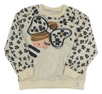 Smetanová mikina s flíčky s dívkou Shein