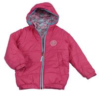 Neonově růžová šusťáková zimní oboustranná funkční bunda s kapucí Wedze