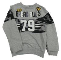 Šedo-army lehká mikina s nápisem 