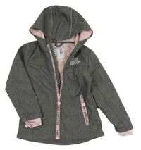 Šedá softshellová bunda s potiskem a kapucí Dopodopo