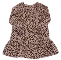 Růžové manšestové šaty s leopardím vzorem H&M